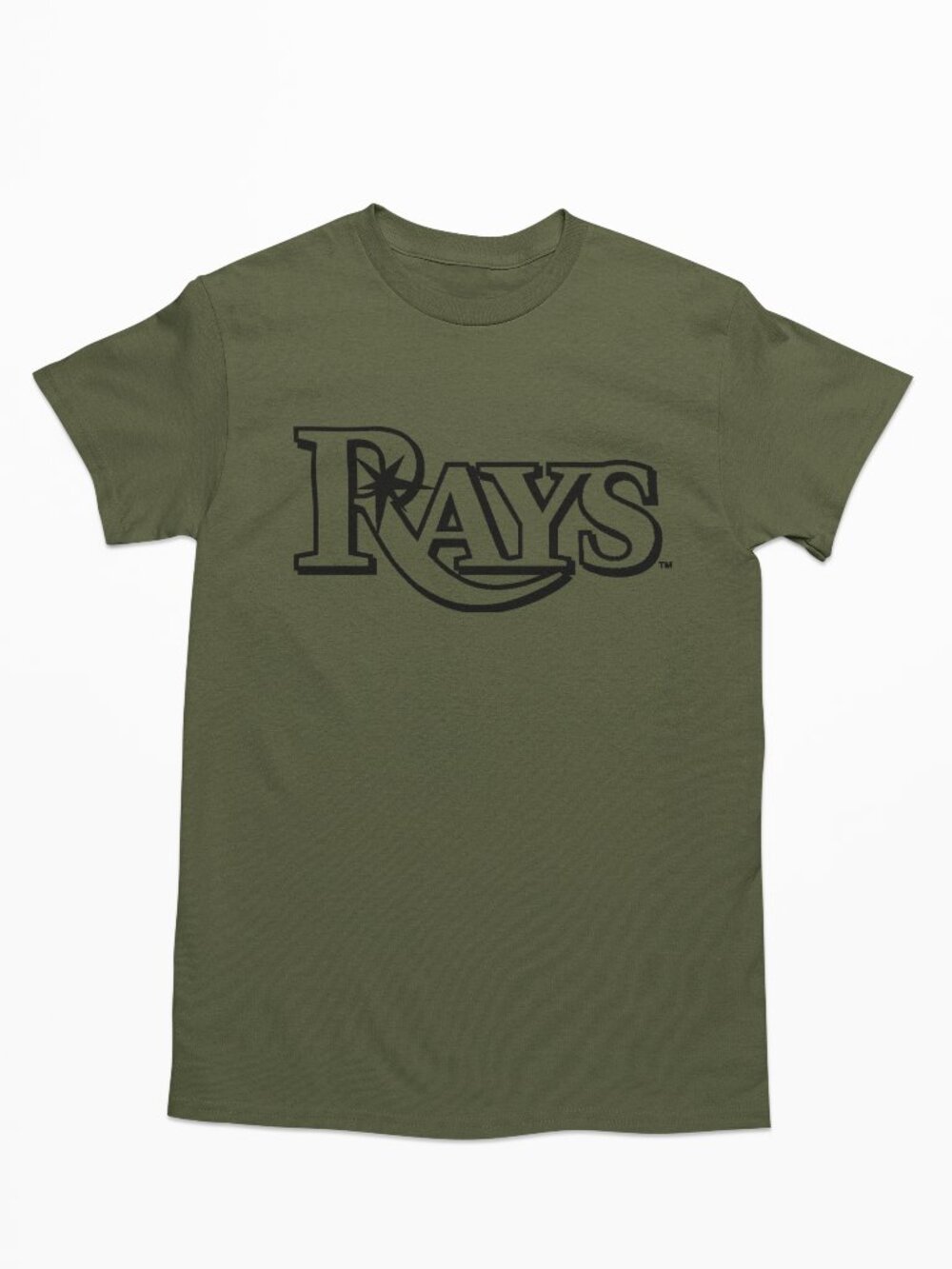 NEW Tampa Bay Rays Script Home Wordmark T-Shirt MILITARY ARMY GREEN